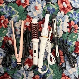 Bundle - L’ange Flat Iron, Hot Brush, Keratin Complex Retractable Curling Iron